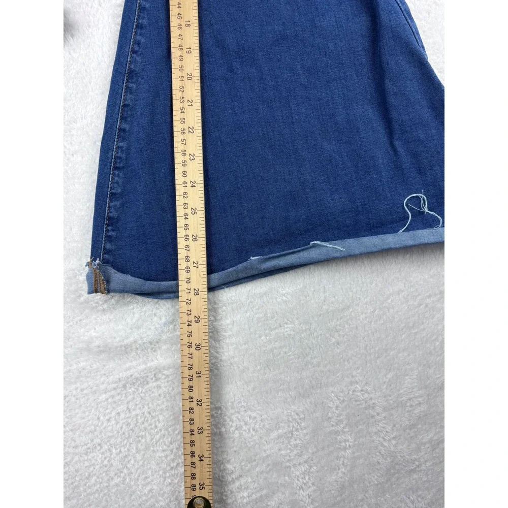 Free People Bell Bottom Jeans High Rise Raw Hem Dark Wash Denim Flare W 27R - Picture 7 of 13